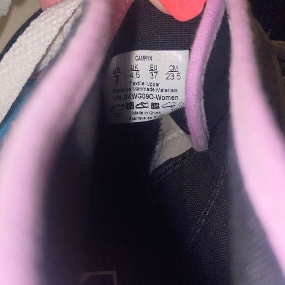 Vans Camryn Black/White Plaid, Turquoise and Purple Trim Womens Size 7 - Picture 11 of 11